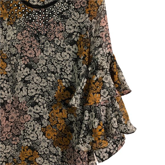 NWT-Ranna Gill Floral Mirror Flutter Sleeve Dress-Sz S - Picture 12 of 15